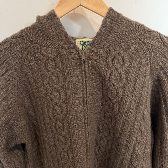 Vintage Carraig Donn Sweater Women Small Brown Shetland Wool Hood Full Zip Irish - Picture 2 of 14